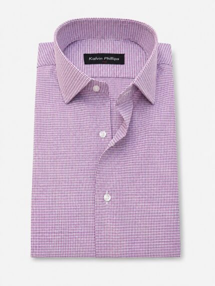 Kalvin Phillips Men’s Purple & White Micro Check Formal Shirt