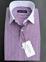 Kalvin Phillips Purple Stripe Formal Shirt with White Contrast Collar