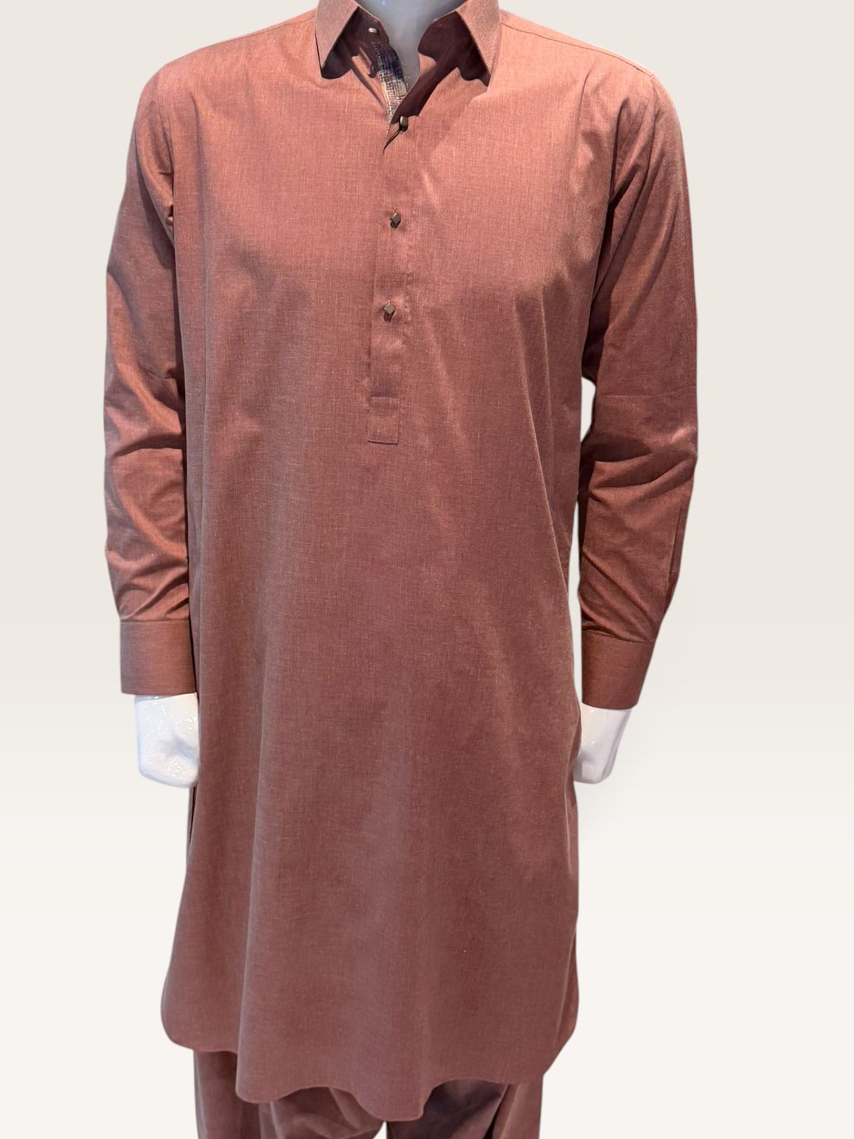 kph-015-rust-brick-01 Kalvin Phillips Rust Shalwar Kameez - Image 1