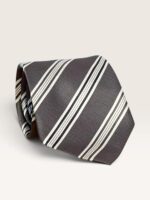 Kalvin Phillips Charcoal and White Repp Stripe Tie